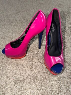Charlotte Russe Hot Pink Peep-Toe Platform Heels
